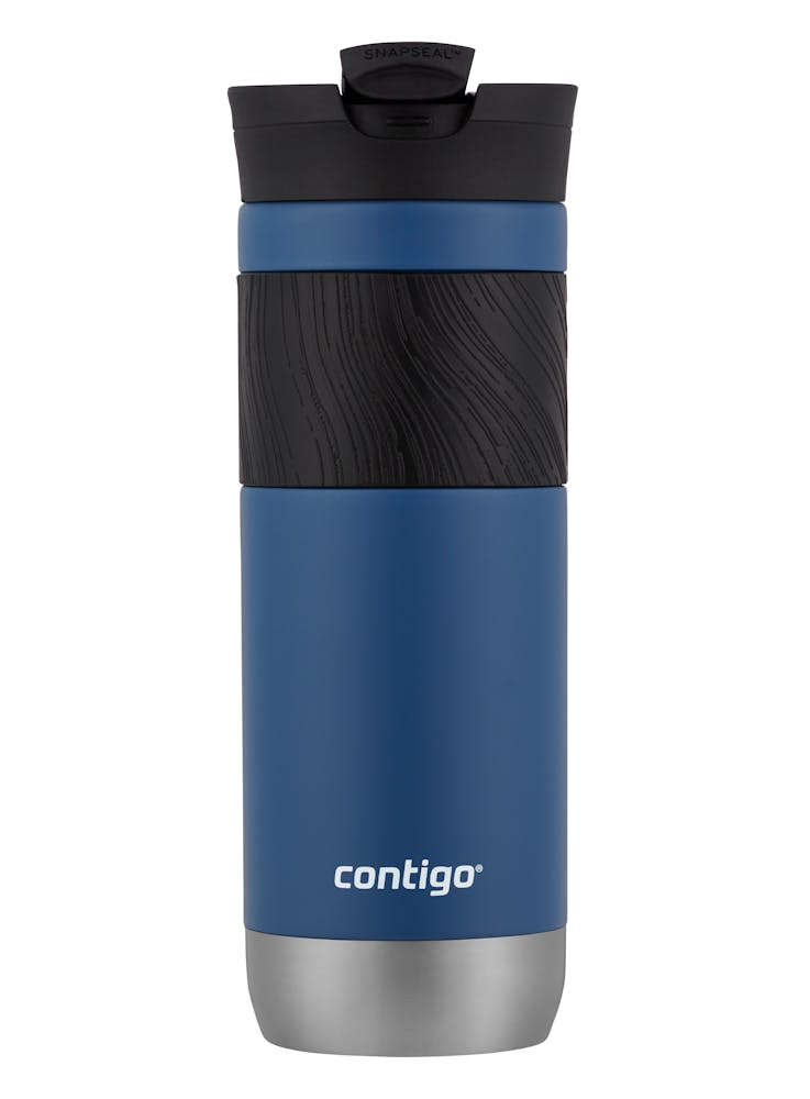 Contigo® SNAPSEAL™ Insulated Stainless Steel Travel Mug with Grip, 20oz., Blue Corn Transparent Satin & Midnight Berry (26PV)