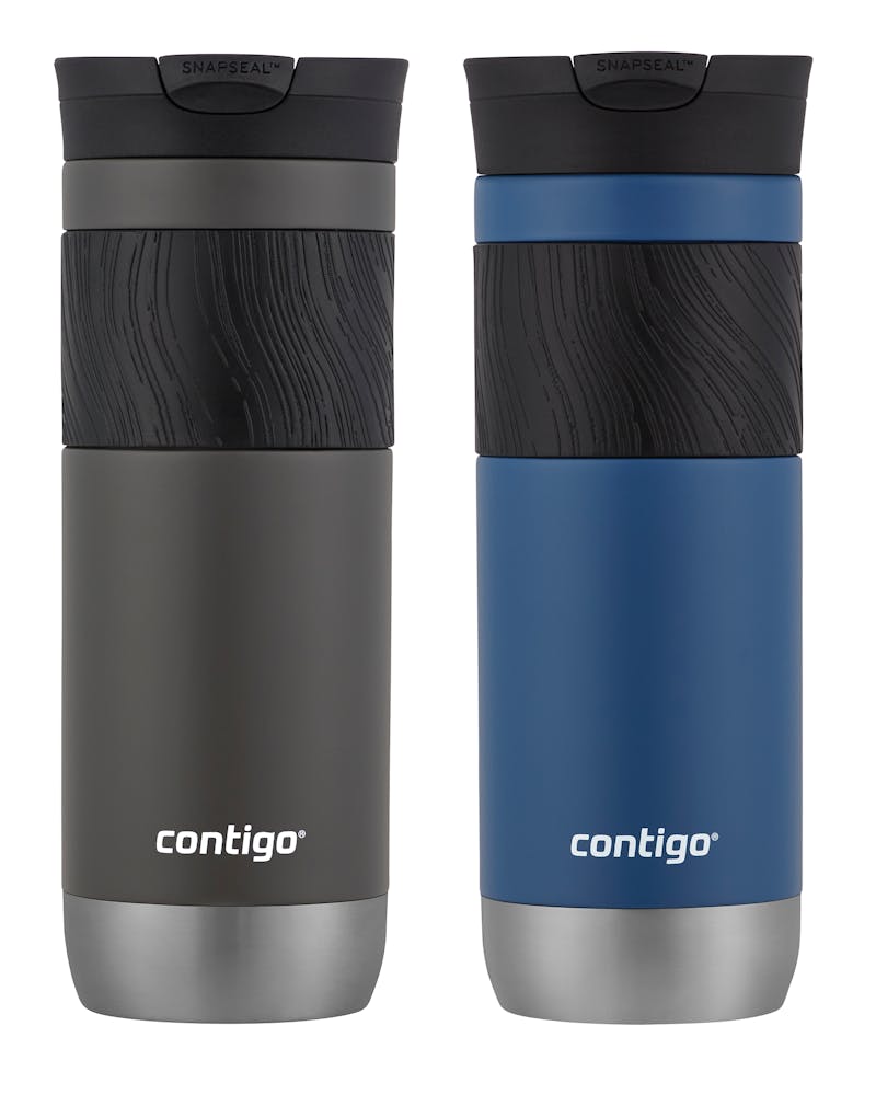 Contigo® SNAPSEAL™ Insulated Stainless Steel Travel Mug with Grip, 20oz., Blue Corn Transparent Satin & Midnight Berry (26PV)