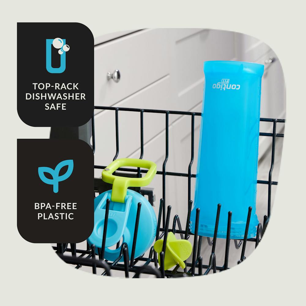 Contigo® Fit Shake & Go® 2.0 Plastic Antimicrobial Shaker Bottle, Blue Raspberry, 28 floz (U4GW)