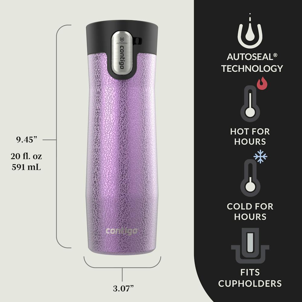 Contigo® AUTOSEAL® West Loop Vacuum-Insulated Stainless Steel Travel Mug with Easy-Clean Lid, 20 oz, 2-Pack (Y814)