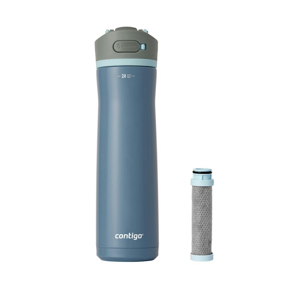 Contigo® Wells Chill Stainless Steel Filter Water Bottle with AUTOSPOUT® Straw Lid and Replacement Filter, 24 Oz (9F78)