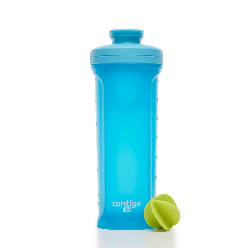 Contigo® Fit Shake & Go® 2.0 Plastic Antimicrobial Shaker Bottle, Blue Raspberry, 28 floz (U4GW)