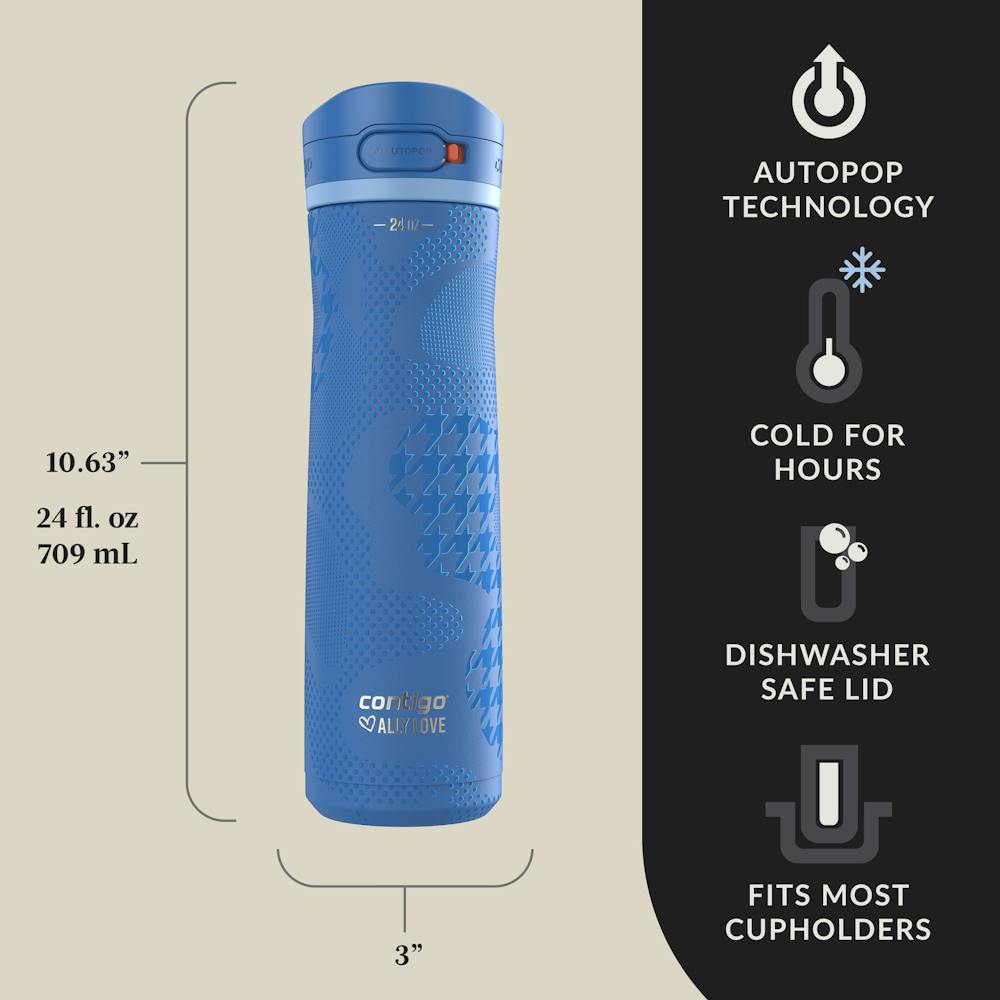 Contigo® x Ally Love Jackson Chill 2.0 Stainless Steel Water Bottle with AUTOPOP® Lid, 24oz (8HAQ)