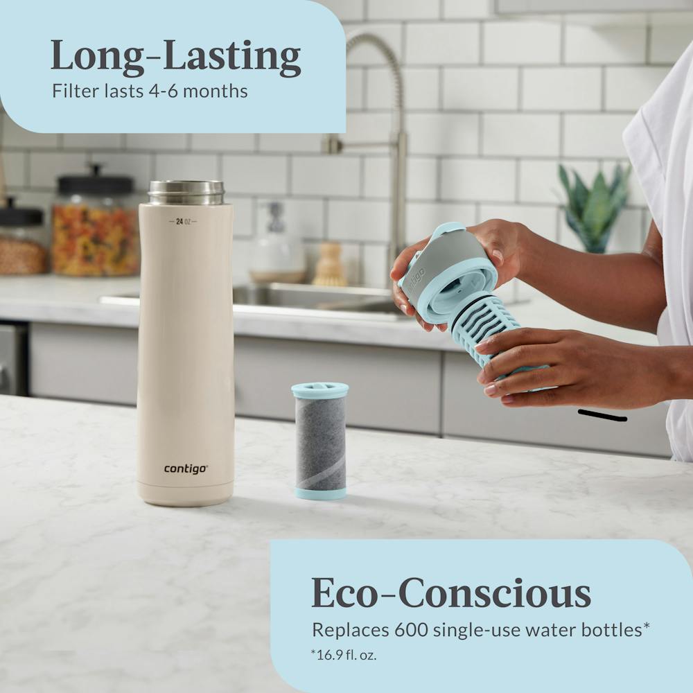 Contigo® Clybourn Chill Freeflow Filtration Stainless Steel Water Bottle with AUTOSEAL® Lid, 24oz (J144)