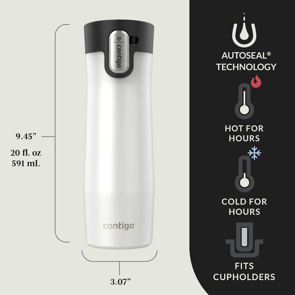 Contigo® AUTOSEAL® West Loop Vacuum-Insulated Stainless Steel Travel Mug with Easy-Clean Lid, 20 oz, 2-Pack (Y814)