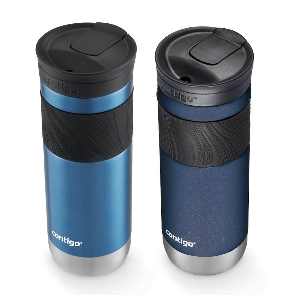 Contigo® SNAPSEAL™ Insulated Stainless Steel Travel Mug with Grip, 20oz., Blue Corn Transparent Satin & Midnight Berry (26PV)