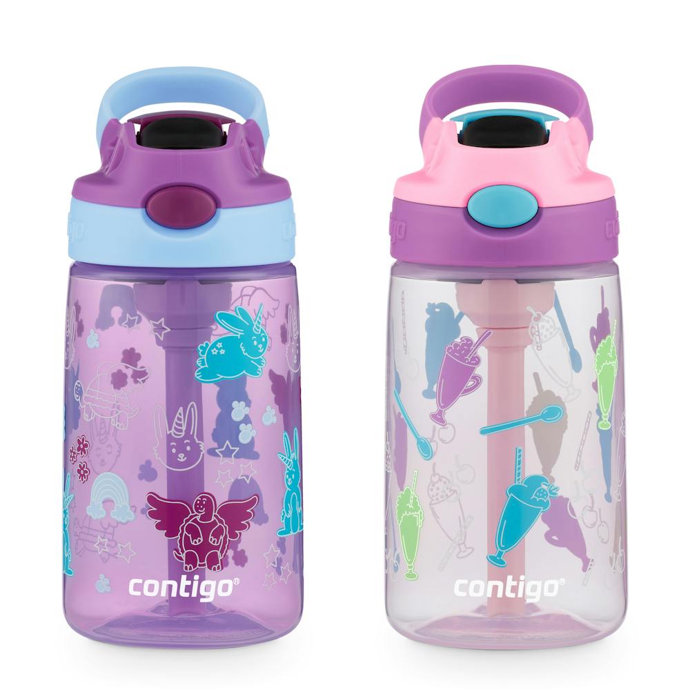 Contigo® Kids Water Bottle with Redesigned AUTOSPOUT® Straw, 14 oz, 2 pack (FU1Q)