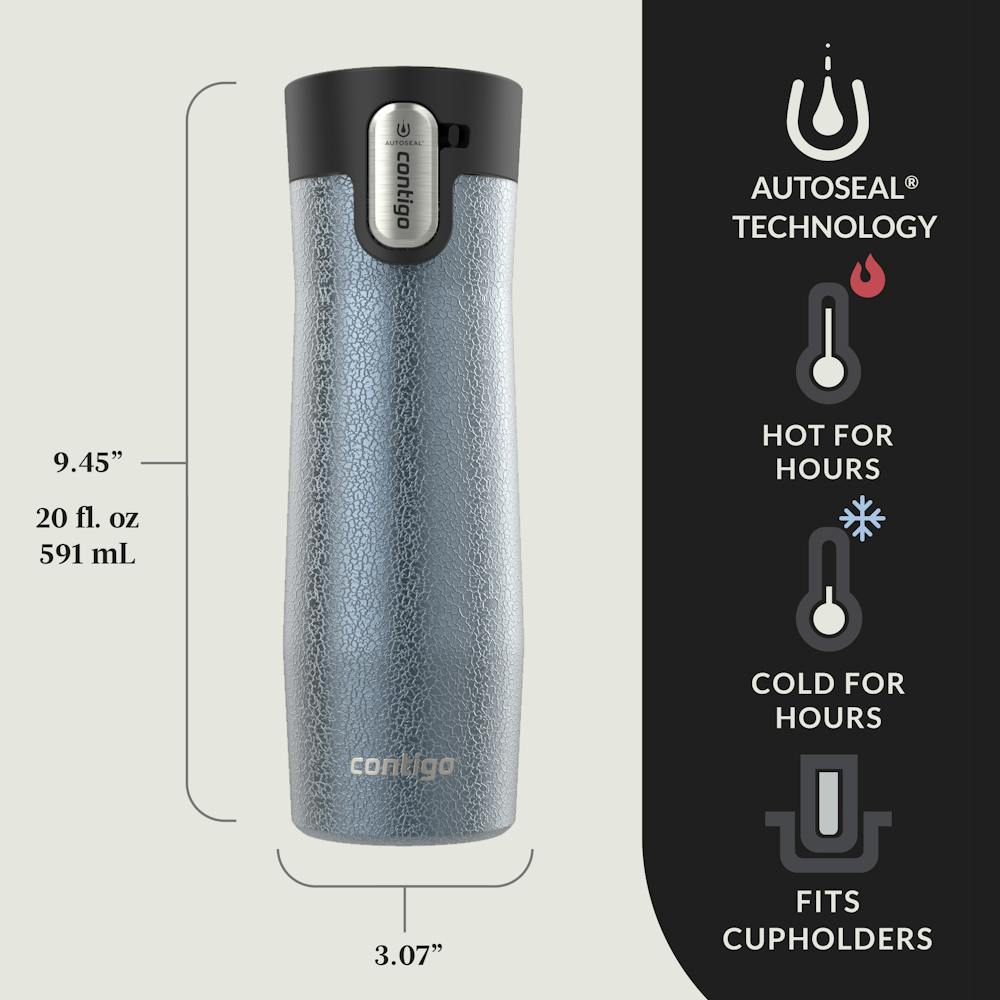 Contigo® AUTOSEAL® West Loop Vacuum-Insulated Stainless Steel Travel Mug with Easy-Clean Lid, 20 oz, 2-Pack (Y814)