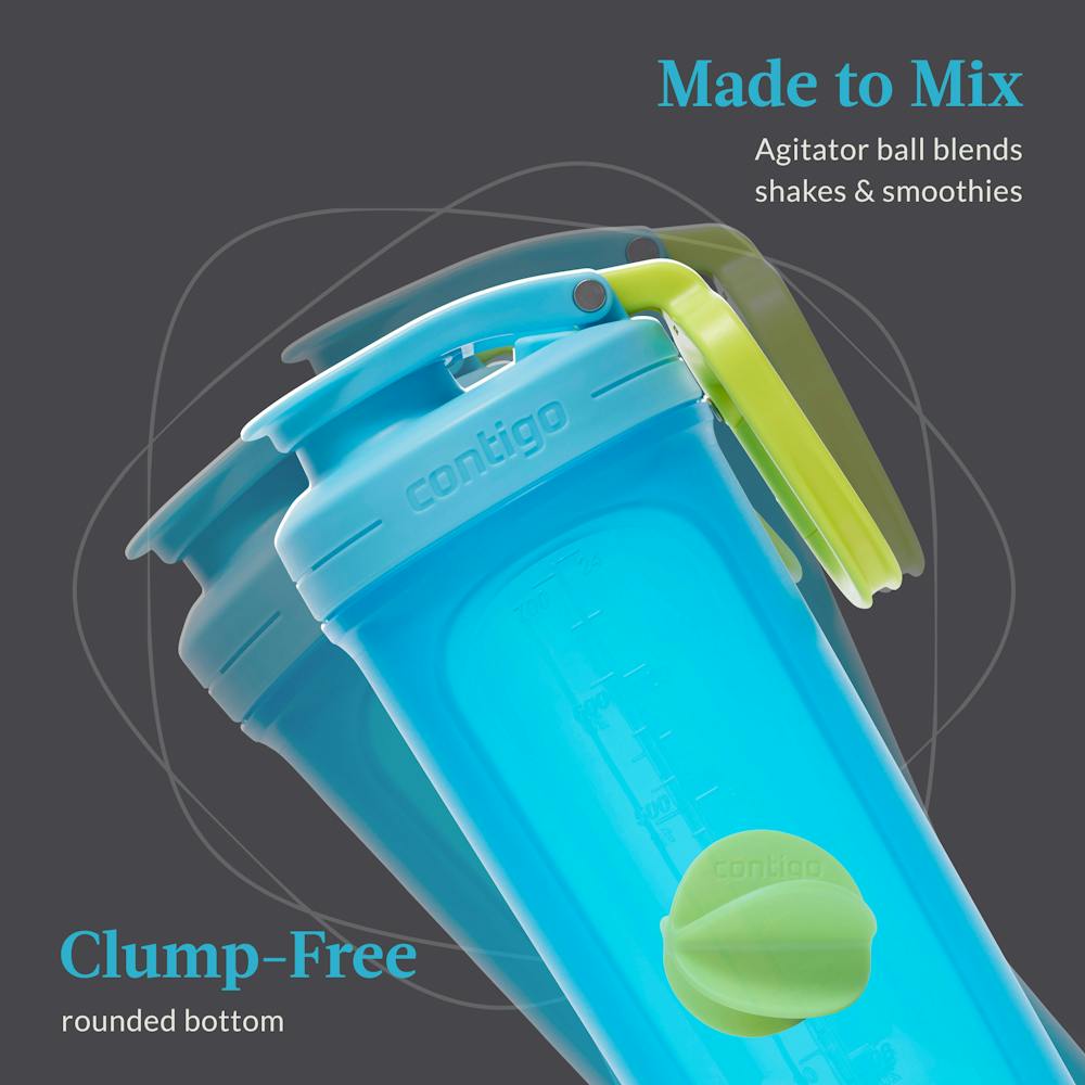 Contigo® Fit Shake & Go® 2.0 Plastic Antimicrobial Shaker Bottle, Blue Raspberry, 28 floz (U4GW)