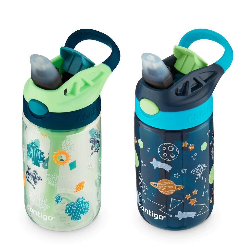Contigo® Kids Water Bottle with Redesigned AUTOSPOUT® Straw, 14 oz, 2 pack (T8PP)