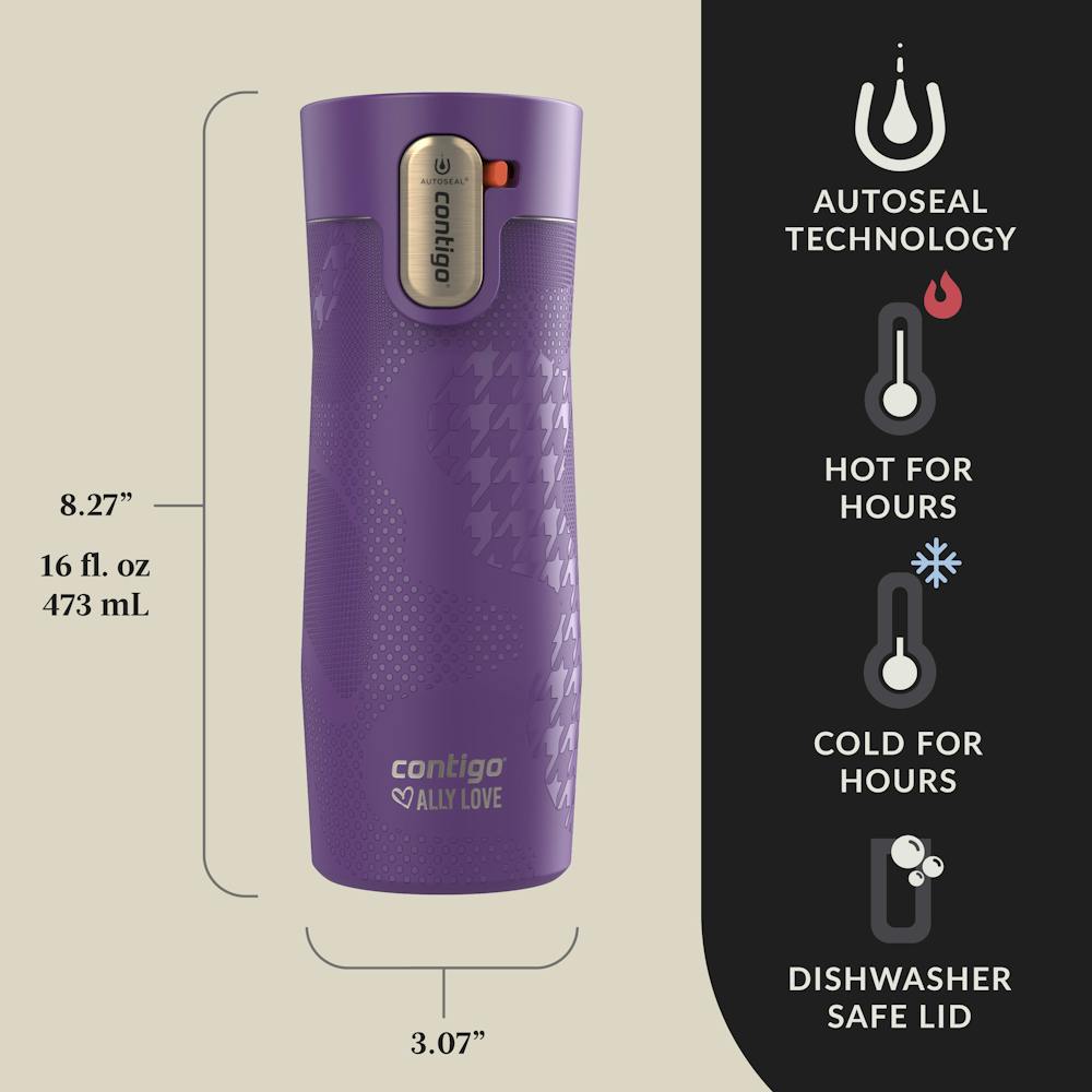 Contigo® x Ally Love West Loop 3.0 Stainless Steel Travel Mug with AUTOSEAL® Easy-Clean Lid, 16oz (04NT)