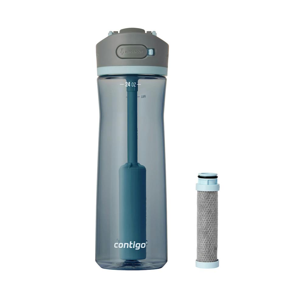 Contigo® Wells Plastic Filter Water Bottle with AUTOSPOUT® Straw Lid and Replacement Filter, 24 Oz (4KPD)