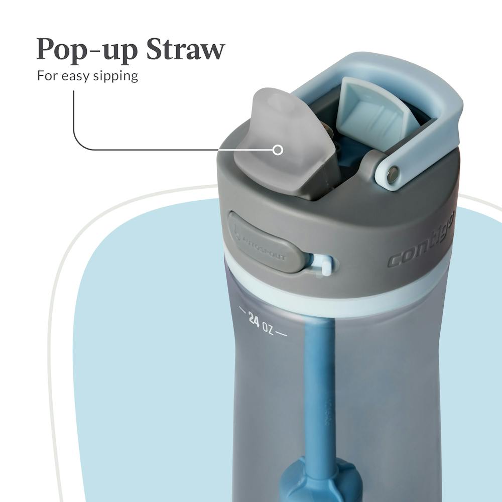 Contigo® Wells Plastic Filter Water Bottle with AUTOSPOUT® Straw Lid and Replacement Filter, 24 Oz (4KPD)