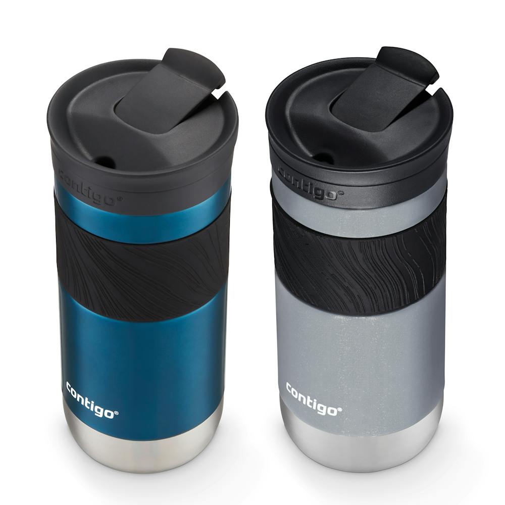 Contigo® SNAPSEAL™ Insulated Stainless Steel Travel Mug with Grip, 16oz., Blueberry Transparent Satin & Gold Morel (E67S)