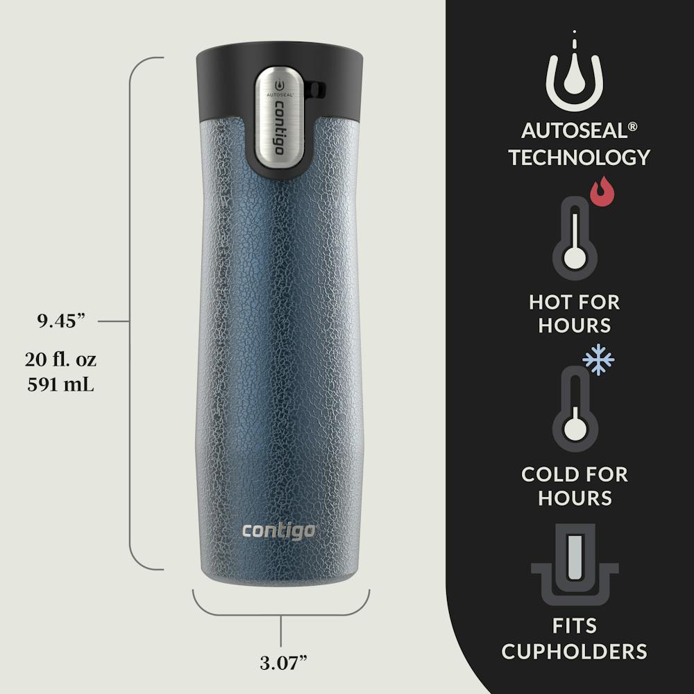 Contigo® AUTOSEAL® West Loop Vacuum-Insulated Stainless Steel Travel Mug with Easy-Clean Lid, 20 oz, 2-Pack (Y814)