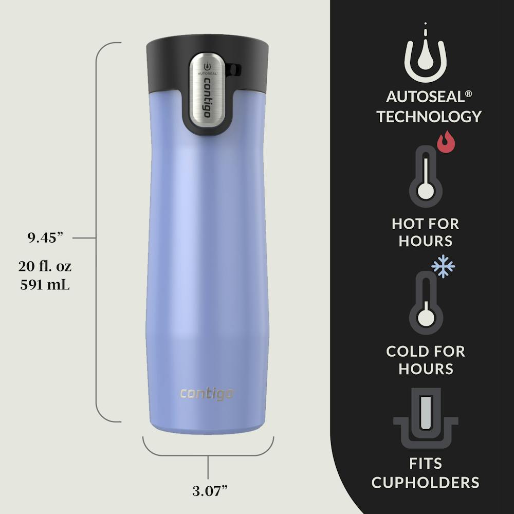 Contigo® AUTOSEAL® West Loop Vacuum-Insulated Stainless Steel Travel Mug with Easy-Clean Lid, 20 oz, 2-Pack (Y814)