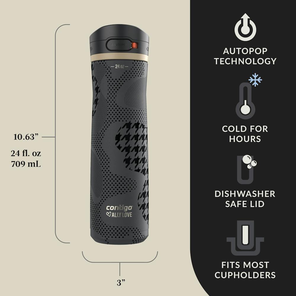 Contigo® x Ally Love Jackson Chill 2.0 Stainless Steel Water Bottle with AUTOPOP® Lid, 24oz (8HAQ)
