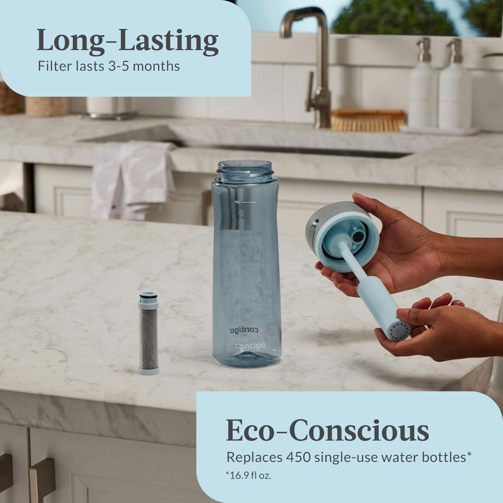 Contigo® Wells Plastic Filter Water Bottle with AUTOSPOUT® Straw Lid and Replacement Filter, 24 Oz (4KPD)