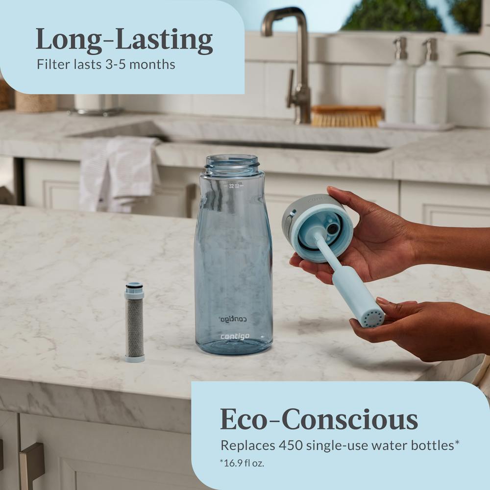 Contigo® Wells Plastic Filter Water Bottle with AUTOSPOUT® Straw Lid, 32 Oz (PE7C)