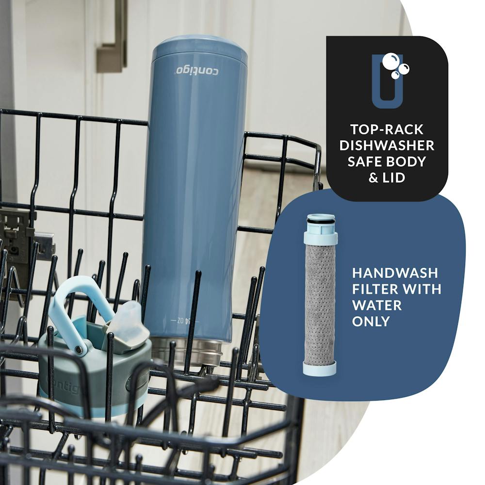 Contigo® Wells Chill Stainless Steel Filter Water Bottle with AUTOSPOUT® Straw Lid and Replacement Filter, 24 Oz (9F78)