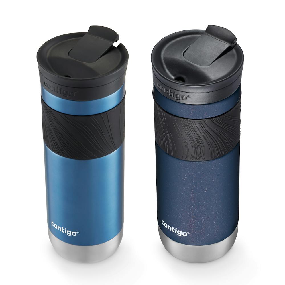 Contigo® SNAPSEAL™ Insulated Stainless Steel Travel Mug with Grip, 20oz., Blue Corn Transparent Satin & Midnight Berry (26PV)