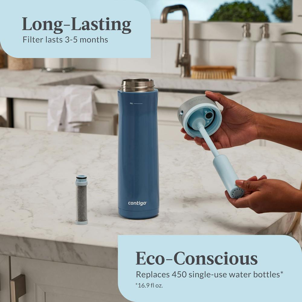 Contigo® Wells Chill Stainless Steel Filter Water Bottle with AUTOSPOUT® Straw Lid, 24 Oz (9JUG)