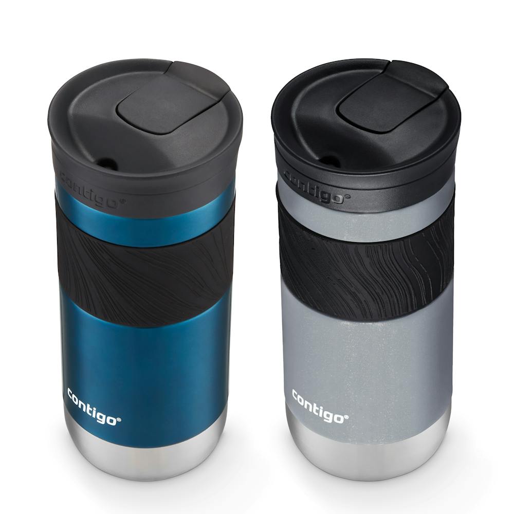 Contigo® SNAPSEAL™ Insulated Stainless Steel Travel Mug with Grip, 16oz., Blueberry Transparent Satin & Gold Morel (E67S)