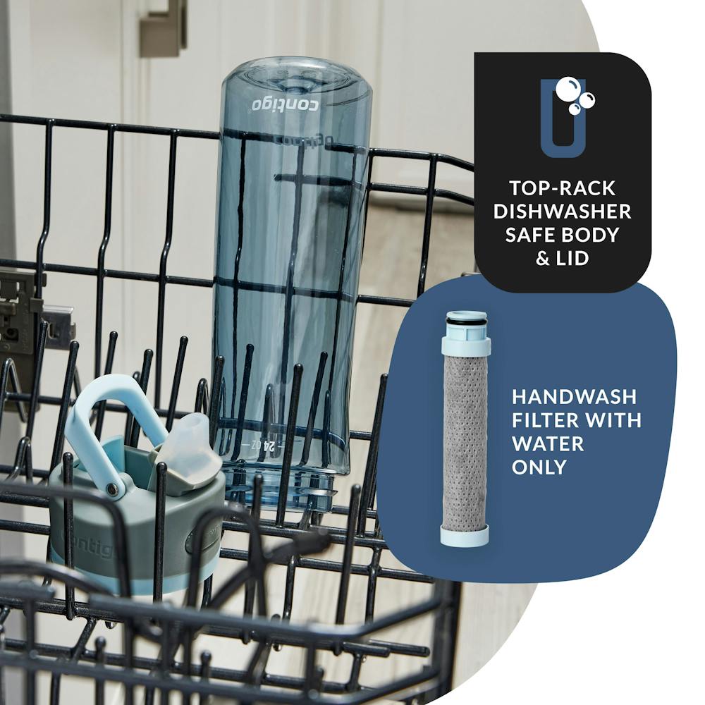 Contigo® Wells Plastic Filter Water Bottle with AUTOSPOUT® Straw Lid and Replacement Filter, 24 Oz (4KPD)